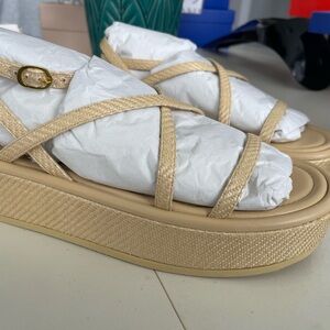 Stuart Weitzman Tan Espadrille Sandals